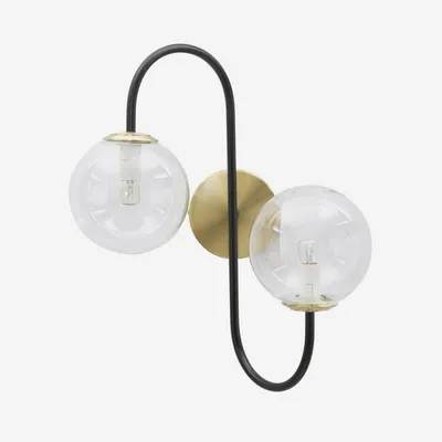 Produktbild von Wandleuchte Eisen Glas S-förmig 36x24x45 cm Gold Schwarz Mauro Ferretti