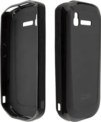 Two black protective cases for a handheld mobile computer are shown from different angles against a white background.