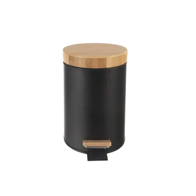 Obrázek produktu pro koš odp. 3,0l pedál BLACK, d17x25cm, kov/bamb.víko