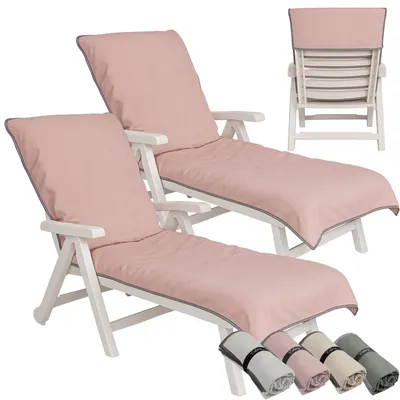 Produktbild von 2 x Handtuch für Sonnenliege 200x75cm - mit Kapuze Microfaser Light Weight Schonbezug für Gartenliege Handtücher mit Umschlag Liegestuhl Bezug Altrose