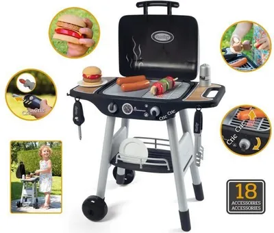 Obrázek produktu pro Dětský gril Smoby, 18 doplňků, sklopné plameny, zvukové efekty, vyrobeno ve Francii