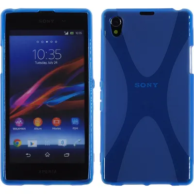 Produktbild von PhoneNatic Case kompatibel mit Sony Xperia Z1 - blau Silikon Hülle X-Style + 2 Schutzfolien