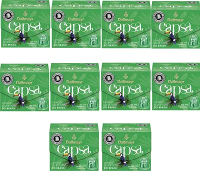 A grid of Dallmayr Capsa coffee capsule boxes.