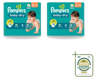 Immagine prodotto di 2 pannolini Pampers Baby-Dry taglia 3 (6-10 kg) - confezione risparmio - 2 pezzi