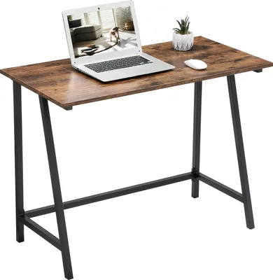 Produktbild von VASAGLE Computertisch, Schreibtisch, 100 x 50 x 75 cm, stabil, platzsparend, einfacher Aufbau, Industrie-Design, braun-schwarz LWD40X