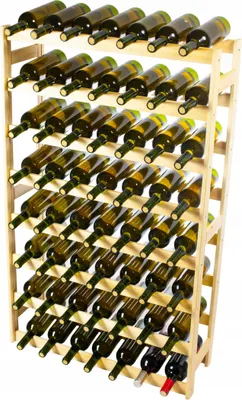 Produktbild von STOLMAK Weinregal aus Holz für 56 Flaschen Natur Kiefernholz 72,5x118x25 cm Flaschenregal Weinschrank Weinständer Flaschenhalter Kellerregal