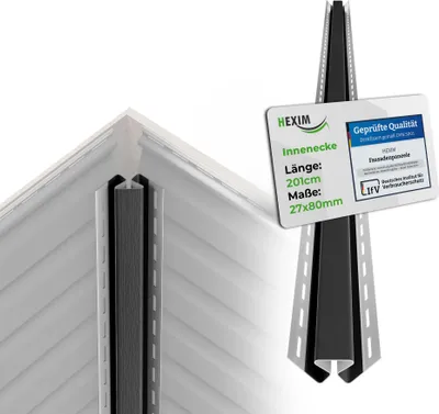 Produktbild von HEXIM Siding Fassadenpaneele außen Fassadenverkleidung wetterfest Kunststoffpanelee PVC-U Verkleidung Außenwand Hausverkleidung UV-beständig - (Inneneckprofil anthrazit)