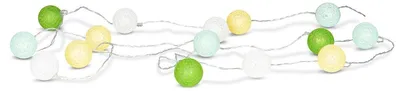 Immagine prodotto di Catena luminosa da esterno - 15 palline LED - Cotone - Bianco, giallo e verde - 2,80 m