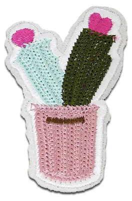Obrázek produktu pro Kaktus v květináči - nášivka, nažehlovací, nášivky, nášivky, k nažehlení, velikost: 6,5 x 4,4 cm