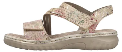 Produktbild von Rieker Sandalen aus Leder mit Klettverschluss, offener Schuhspitze und flachem Absatz
