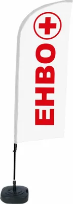 Produktbild von Showdown Beachflag - Komplett-Set - EHBO Niederländisch - Weiß/Rot/Schwarz