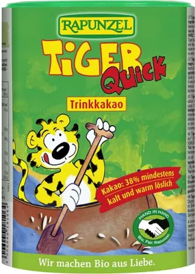 Produktbild von Rapunzel 1434310, Heiße Schokolade, 400 g, Rohrzucker*, Kakao* stark entölt (Kakobutteranteil 11%) (38,11%), Emulgator: SOJALECITHIN*,..., Paraguay, 388 kcal, 1633 kJ
