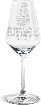 Produktbild von Mr. & Mrs. Panda Weinglas Affe - Transparent - Geschenk, Für Weißwein, Wildtiere, Weißweinkelch, Liebe, Respekt, Selfcare, wein glas, Selbstbewusstsein, Affen