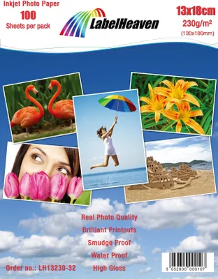 Produktbild von 100 Stück Fotopapiere A130 (130x180mm) 230g/m², LH13230-32-100 von LabelHeaven.