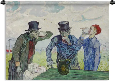 Produktbild von MuchoWow® Wandteppich Wandbehang Die Trinker - Vincent van Gogh 90x67.5 cm Tapisserie Dekoration Wandtuch - Fototeppich - Wand-Skulpturen