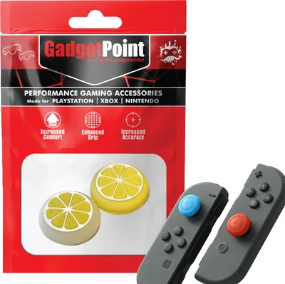 Produktbild von Thumbgrips - Thumb Grips voor Nintendo Switch Joy-Con Controllers - Gaming Thumbgrips - Performance Anti-Slip Thumbsticks - Bescherming Accessoires - Fruit - Geel/Wit -
