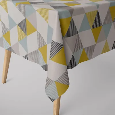Produktbild von SCHÖNER LEBEN. Tischdecke Brio Dreiecke Mineral mint grün grau Größe 130x260cm
