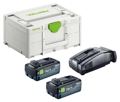 Imagen del producto de Set de energía Festool SYS 18 V 2xTBX8/SCA16 (578814) con 2 baterías BP 18 TBX 8 ASI de 18 V y 8,0 Ah + cargador SCA 16 + Systainer