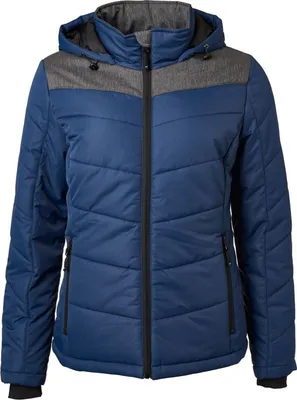 Produktbild von James & Nicholson sportliche Winterjacke mit Kapuze JN1133 Gr. S navy/anthrazit-melange