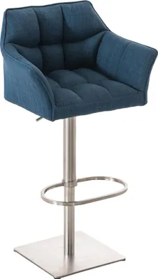 Produktbild von TPFLiving Barhocker Damaskus Gestell Edelstahl Stoff Blau