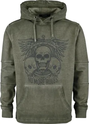 Produktbild von Rock Rebel by EMP Herren oliv-grüner Kapuzenpullover mit Prints L