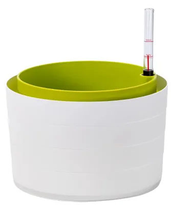 Obrázek produktu pro PLASTIA s.r.o. Samozavlažovací květináč Berberis 26 cm, bílá a zelená