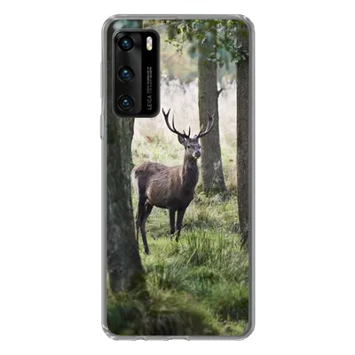 Produktbild von MuchoWow® Handyhülle Schutzhülle Hülle für Huawei P40 Hirsche - Bäume - Gras Silikon Softcase Handy Hülle - Handytasche