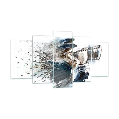 Produktbild von Bilder auf glas - Kopf Illusion Fernglas Mann - 160x85cm - Glasbilder - Wandbilder - Kunstdruck - zum Aufhängen bereit - Wanddekoration aus Glas - Glas Bilder - Wandbild auf Glas - GEA160x85-2992
