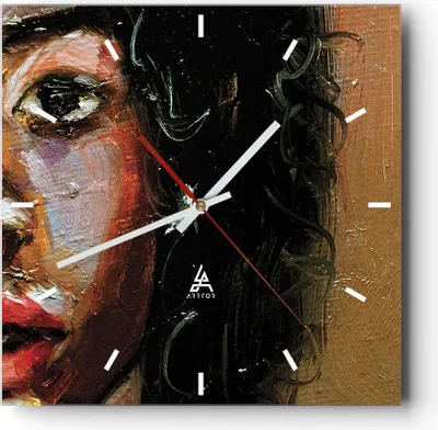 Produktbild von Wanduhr - Quadrat - Glasuhr - Pastos Porträt afrikanisch - 40x40cm - Schleichendes Uhrwerk - Lautlos - zum Aufhängen bereit - Dekoration Modern - Wanddekoration aus Glas - C3AC40x40-4674