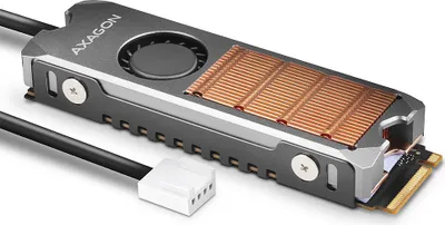 Produktbild von AXAGON Axagon CLR-M2FAN Computer-Kühlsystem Solid-State-Drive Kühlkörper/Radiator 2 cm Grau 1 Stück(e)