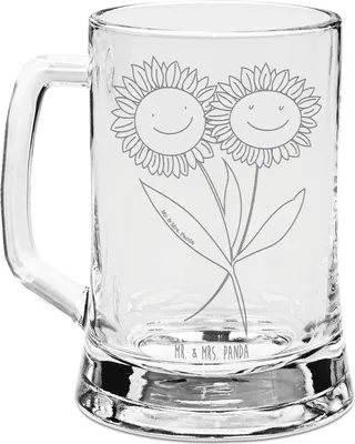 Produktbild von Mr. & Mrs. Panda Humpen Blume Sonnenblume - Transparent - Geschenk, Best Friends, Bierkrug graviert, Glas, Lieblingsmensch, Gravur, Garten, Seidel, Krug, Freundin, Beste