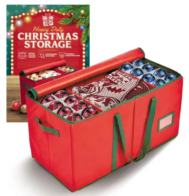Aufbewahrungsbox für Weihnachtsdekoration, 25,5x12,7x13,5 Zoll, Rot