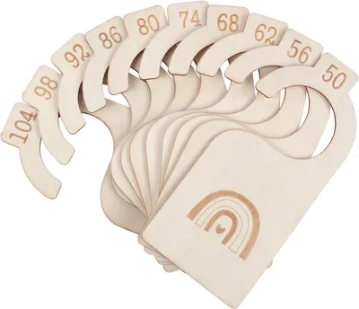 Produktbild von 10 Holzeinteiler für Babykleidung – Kleiderschrankteiler – Größenaufteilung 50-104