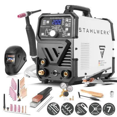 Zdjęcie produktu dla STAHLWERK Spawarka łukowa w osłonie gazu 2 w 1 Combi DC TIG 200 Puls Pro - w pełni wyposażona - TIG & MMA do 200 A, cienkie blachy, stal, stal nierdzewna, miedź, mosiądz, productTiles.product.images.aiGenerated
