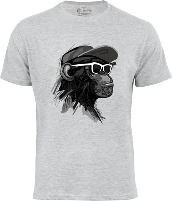 Produktbild von Cotton Prime® T-Shirt mit Affenmotiv - Cool Monkey mit Brille L grau