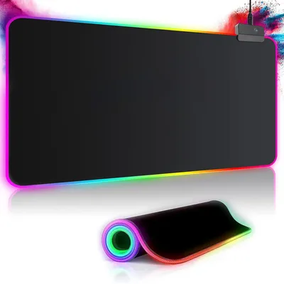Produktbild von Gaming Mauspad, RGB Mousepad, 800x300mm Groß LED Schreibtischunterlage, LED Multi Color, 14 Beleuchtungs Modi