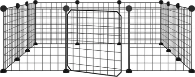 Obrázek produktu pro 12dílná klec pro domácí mazlíčky s dvířky černá 35 x 35 cm ocelová