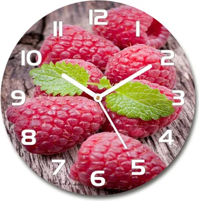 Produktbild von Wanduhr aus Glas 30fi Glasbild Glasuhr Gehärtetes Glas - weisse-zeiger - Raspberries