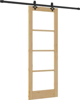 Image de Porte coulissante vidaXL ORKDAL, finition naturelle et noire, 73,5 x 198,5 cm