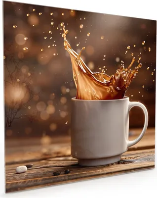 Produktbild von Küchenrückwand Spritzschutz Glas mit Motiv Kaffee Spritzer 40 x 40 cm