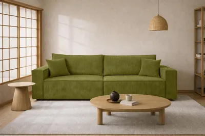 Produktbild von Kaiser Möbel Sofa mit Schlaffunktion und Bettkasten, Cordstoff Poso, Olive, BEST SCORNER