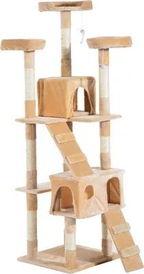 Image de Arbre à chat pour chats - Arbre à chats - 5 niveaux - Bois - 49x49x173 cm - Beige