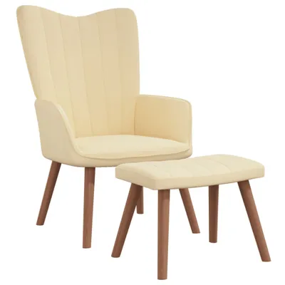 Image de Chaise de relaxation avec repose-pied Blanc crème Velours