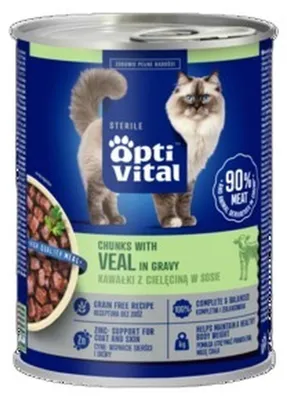 Produktbild von OptiVital Dose – Vollwertfutter für kastrierte Katzen. Mit Rindfleisch in Soße, 415g
