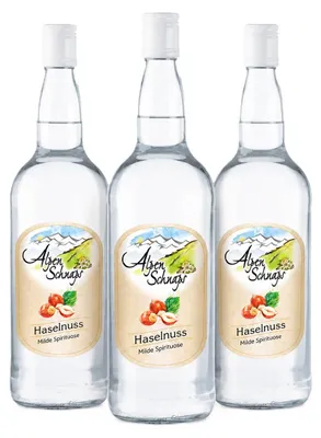 Produktbild von 3x Alpenschnaps Haselnuss 33% Vol. 1L