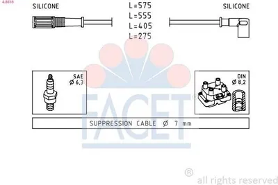 Produktbild von FACET 4.8616 Zündkabelsatz Zündleitungssatz für FIAT Seicento / 600 Schrägheck (187) Panda Schrägheck (141) PUNTO (176) CINQUECENTO (170)
