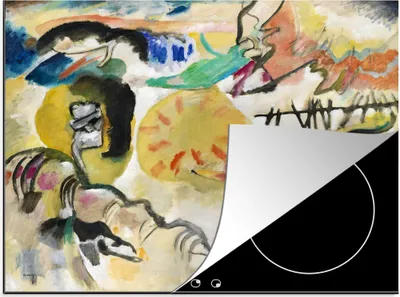 Produktbild von KitchenYeah© Herdabdeckplatte Improvisation 27 - Kandinsky , 57x51cm, Küche Deko, Glaskeramikkochfeld Herdabdeckung, Abdeckplatte fùr Kochfeld