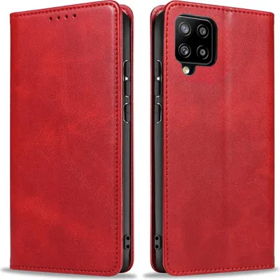 Produktbild von Handyhülle für Samsung Galaxy A42 5G Kunstleder Flip Cover Hülle Handytasche Case Kartenfach Farbe: Rot