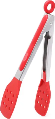 Produktbild von Hitzebeständige Küchentang - Kochzange mit Silikonspitzen - 1 Stück - rot - 9 Zoll