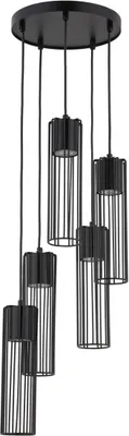 Obrázok produktu pre Fobia 5xGU10 25W Sigma Lighting priemyselná čierna okrúhla dekoratívna závesná lampa 5 bodov drôtové trubice